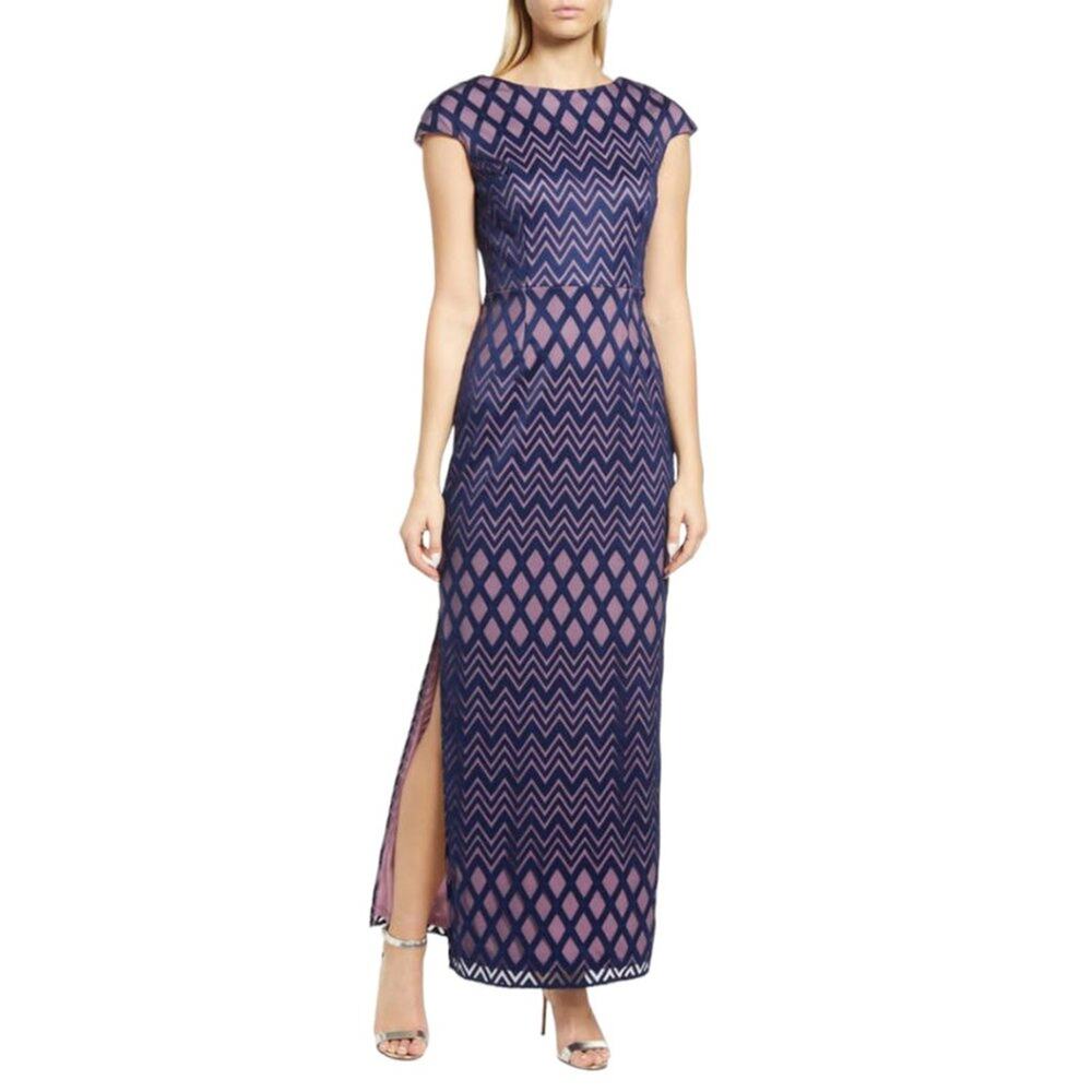 Js Collections Linda Cap Sleeve Column Gown Blue … - image 1